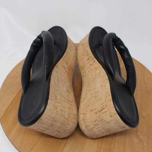 Veronica Beard Sandals Womens 8 Geno Cork Platform Black Cork Puffy Minimalist - Picture 6 of 11